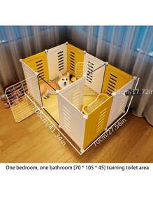 Pet Fence - Indoor Dog Enclosure, Barrier, Divider And Playpen For Small Dogs, With Lockable Gate - Yellow - View 9