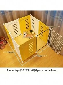 Pet Fence - Indoor Dog Enclosure, Barrier, Divider And Playpen For Small Dogs, With Lockable Gate - Yellow - View 2