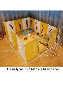 Pet Fence - Indoor Dog Enclosure, Barrier, Divider And Playpen For Small Dogs, With Lockable Gate - Yellow - View 3
