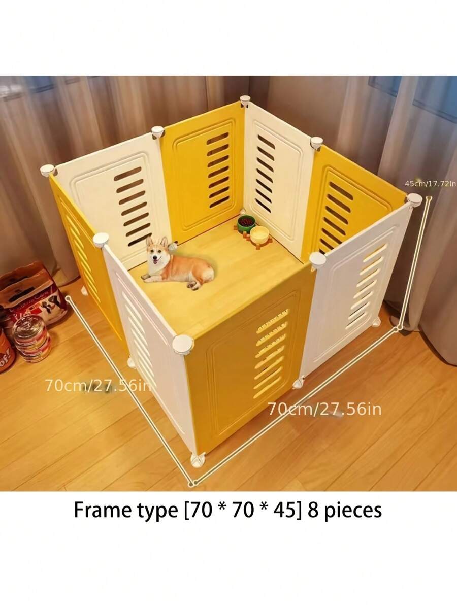 Pet Fence - Indoor Dog Enclosure, Barrier, Divider And Playpen For Small Dogs, With Lockable Gate - Yellow - View 1