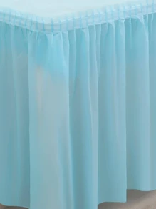 1 Set Rectangular Tablecloth And Tabletop Skirt, PEVA Waterproof, Oil-Proof, Stain-Resistant, Wedding & Party Decor, - Baby Blue - View 2