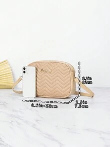 新款時尚女性鑽石圖案肩背包,多層設計適用於攝影和日常使用 - 卡其色 - 查看 4