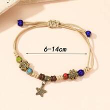 1 Peça Pulseira De Estrela De Cerâmica Feita À Mão Com Contas Trançadas Para Mulheres, Acessório De Férias