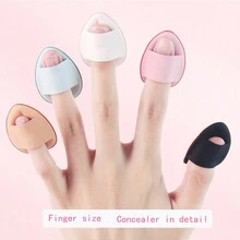 6入組指套式小墊套,遮瑕粉撲頭,拇指造型柔軟化妝海綿,小尺寸 - 粉色 - 查看 4