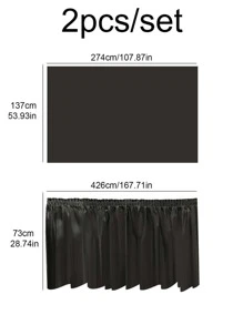 1 套长方形桌布和桌裙，PEVA 防水防油防污婚礼派对装饰套装， - 黑色 - 查看 2