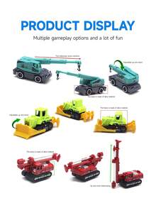 6入組孩子們的合金建設車輛模型（abs材質）,部分金屬材料,教育玩具,增強認知,適合男孩在節日或生日時的禮物,適合女孩在新年或春節時的禮物 - 新型風格-6個 - 查看 6