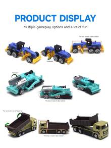 6入組孩子們的合金建設車輛模型（abs材質）,部分金屬材料,教育玩具,增強認知,適合男孩在節日或生日時的禮物,適合女孩在新年或春節時的禮物 - 新型風格-6個 - 查看 5