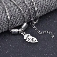 2入組匹配的心形母女手鏈手環,吊墜日常珠寶套裝禮物 - 銀色 - 查看 4