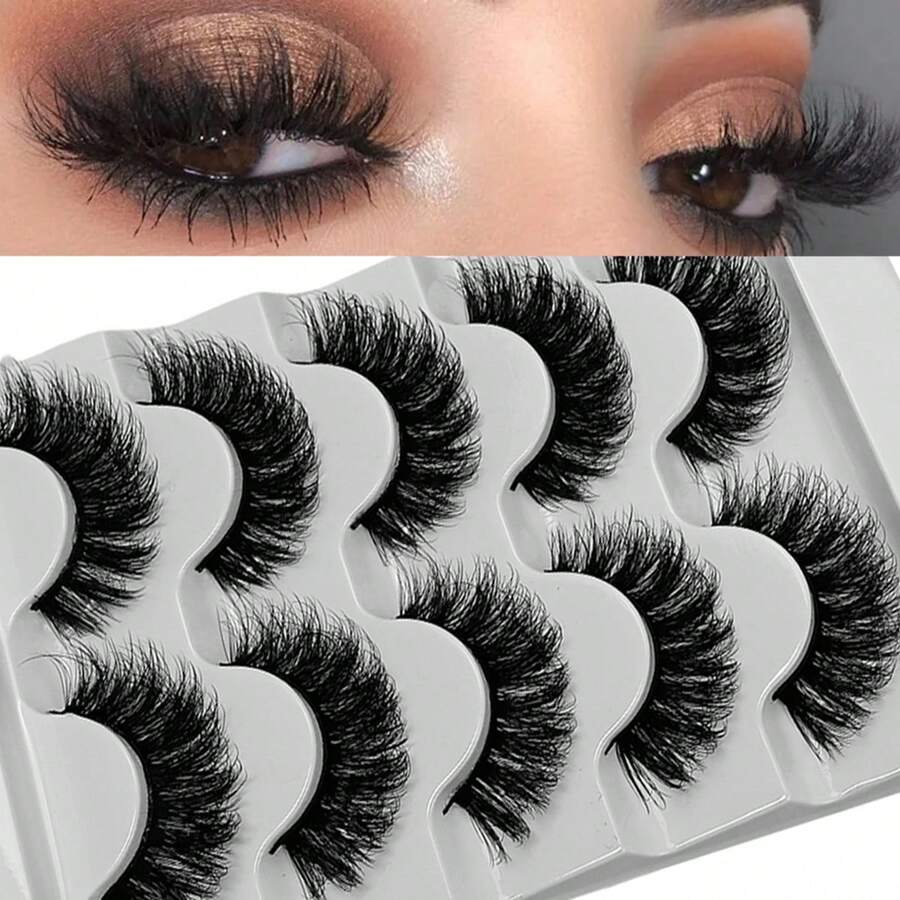 5 Pairs Fluffy False Eyelashes 8D Eye Lashes Natural Long Fake Eyelashes  Dramatic Full Messy Volume Fake Lashes - Fluffy Lashes - View 1