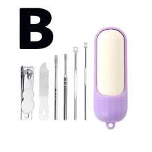 1 件全新創意禮物指甲刀套裝適用於家庭和旅行指甲護理,包括指甲刀、指甲剪、指甲銼、角質層推桿 - 彩色 - 查看 4
