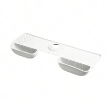 Kitchen Sink Splash Guard With Sponge Holder Silicone Faucet Handle Drip Catcher Tray Dish Soap Dispenser Mat Sink Accessories - White - View 1