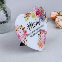 1pc 'Mom, When I Count My Blessings, I Count You Twice' Decorative Hanging Pendant, Crystal Glass Material, Can Be Placed On Desk Or Hung On Wall, Transparent And Concise, A Perfect Gift For Mom - Heart Shape (transparent) - View 6