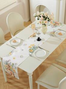 1入款新款復活節節慶場景裝飾桌布，歐美風格，防塵，裝飾性強，為餐桌增添節慶氛圍，尤其適用於節日派對和聚會 - 彩色 - 查看 3