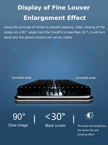 1入組防靜電和防窺視膜,適用於三星手機 - 黑色 - 查看 9