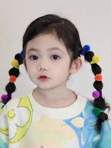 16入組兒童可愛小巧彩色球形髮圈,適用於日常生活或度假