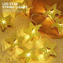 1入組鐵製星星串燈,適合節日裝飾/家居裝飾/臥室裝飾/情人節浪漫氛圍裝飾 - 暖光 - 查看 3