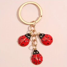 Cute 7-Spot Ladybug Shaped Keychain, Creative Bag Pendant For Girls Key Chain Charms - Red - View 1