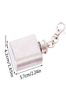 1 Pieza De Acero Inoxidable Plateado Pequeña Cantimplora Para Licor Con Llavero Portátil Al Aire Libre Y Llavero En Forma De Mini Botella De Alcohol - Plateado - Ver 6