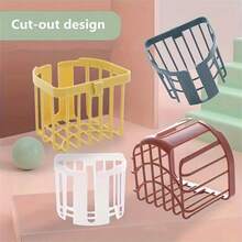 1 件壁掛式衛生紙架,免打孔衛生紙收納容器、紙巾籃和衛生捲紙,方便時尚的浴室配件 - 白色 - 查看 5