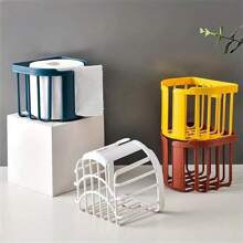 1 件壁掛式衛生紙架,免打孔衛生紙收納容器、紙巾籃和衛生捲紙,方便時尚的浴室配件 - 白色 - 查看 7