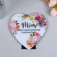 1pc 'Mom, When I Count My Blessings, I Count You Twice' Decorative Hanging Pendant, Crystal Glass Material, Can Be Placed On Desk Or Hung On Wall, Transparent And Concise, A Perfect Gift For Mom - Heart Shape (transparent) - View 5
