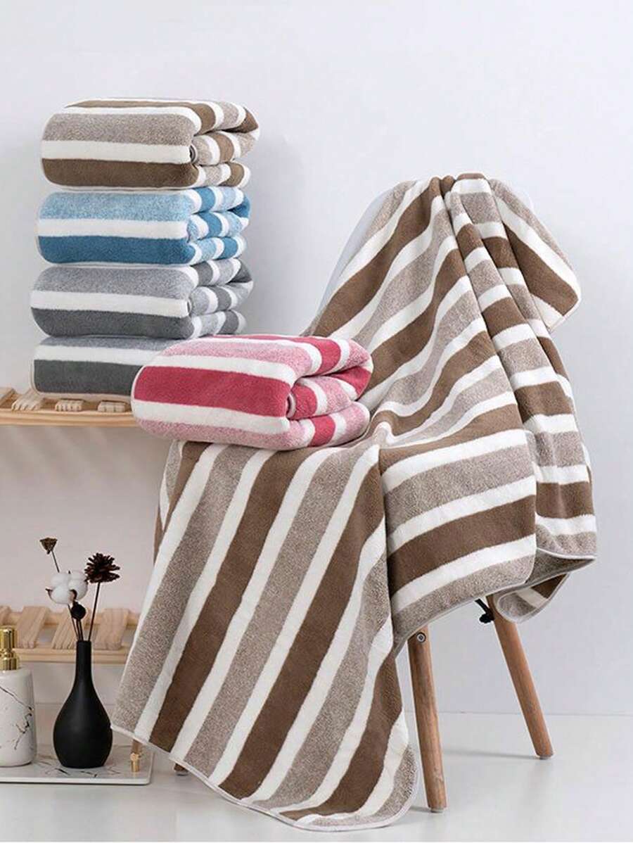 1 chiếc khăn tắm sọc rộng mềm mại thấm hút, khăn dày không rụng, khăn tắm thích hợp cho phòng tắm, phòng tập thể dục, khách sạn, phòng khách, phòng ngủ, phòng tắm, trang trí nhà cửa, đồ dùng du lịch, đám cưới, tiệc tùng, sinh nhật, quà tặng cho nam giới, bố mẹ, bạn bè, năm mới, phụ kiện, quà tặng vui nhộn, trường học, trở lại trường học, du lịch, đồ dùng du lịch, đồ dùng gia đình, khăn tắm, chăm sóc da - Nhiều màu - Xem 1