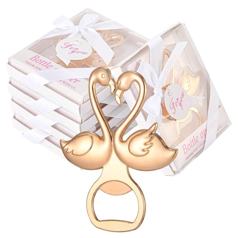 金色天鵝型瓶開器,適合嬰兒派對、婚禮紀念品、派對小禮物、家庭派對裝飾、母親節禮物、婚禮客人禮物及結婚禮物 - 金色 - 查看 1