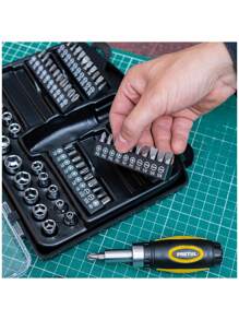 Juego de 81 herramientas 1/4" para mecánico, Pretul JUDA-81P - Plateado - Ver 5