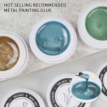 XEIJAYI 1色3d金屬漆指甲凝膠,指甲藝術創意彈性金屬漆繪畫塗料壓花uv凝膠雕塑設計,鏡面效果,適用於美甲diy - 藍色 - 查看 4