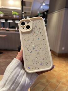 1入組tpu閃亮小滴手工星月設計手機殼,適用於iphone手機 - 米色 - 查看 6