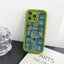 1pc Green Neutral Accurate Camera Hole Anti-Fall Tpu Soft Phone Case Compatible With Iphone 7/8/11/12/13/14/15/X/Xr/Xs/Pius/Pro/ Pro Max/Se2 - Fluorescent green[0] - View 5