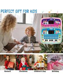 Children's Tablet/Learning Pad With Led Screen For Teaching Alphabet, Numbers, Words, Music, Math, Early Development Interactive Electronic Education Toy, Birthday Gift For Boys And Girls (Battery Not Included) - Pink - View 3