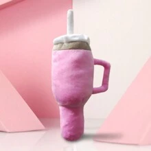 1入寵物玩具-毛絨狗形聲音填充咀嚼玩具,幫助磨牙（隨機顏色） - 粉色 - 查看 3