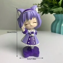 創意新款樹脂工藝女孩人形,可愛動漫玩偶裝飾,生日禮物 - 紫色 - 查看 1