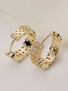 1 Pair Girls Elegant Cubic Zirconia Hoop Earrings For Daily Decoration For Party Jewelry Birthday Gift