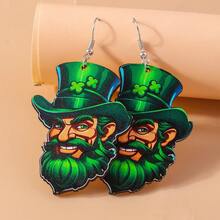 St. Patrick's Day愛爾蘭節綠色帽子四葉草樂木耳環女款,個性化創意新奇,適合日常穿戴、聚會、節日 - LUCK帽子 - 查看 8