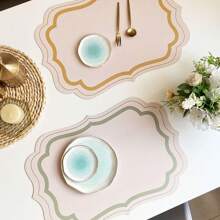 白色防滑可水洗易於清潔的餐墊,廚房餐墊,家庭廚房客廳桌面裝飾咖啡廳西餐墊 - 綠色 - 查看 3