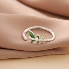 1pc Fashionable Branch And Leaves Open Cuff Ring, Suitable For Women's Daily Wear - Silver - View 2