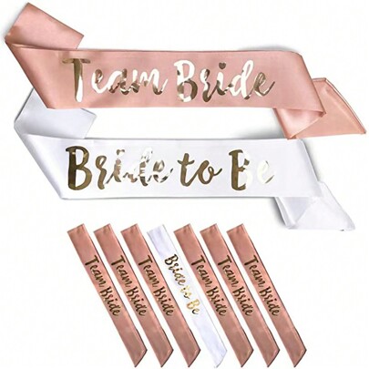 Bride Tribe Shoulder Straps, 6pcs Bridesmaid Rose Gold & 1pc White Bride, Sequin Halloween