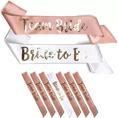 Set de tirantes para novia y dama de honor, 6 piezas en color oro rosa para damas de honor y 1 pieza en blanco para la novia, con detalles de lentejuelas para Halloween