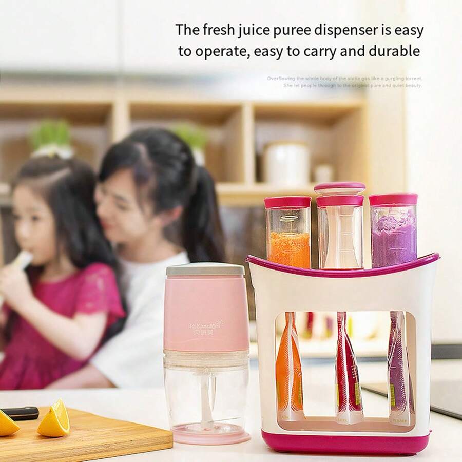 1 Miếng Em bé Món ăn Máy xay , Tự làm Trẻ sơ sinh Mớm mồi Hộp đựng , Bao gồm 10 - Màu Hồng Tươi - Xem 1