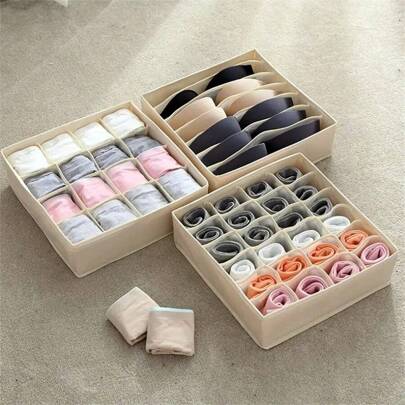 1 pièce Boîte de rangement pour sous-vêtements lavables pliable avec 7/16/24 compartiments pour ranger les soutiens-gorge, les chaussettes. Organisateur multifonctionnel de rangement à la maison