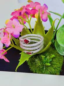 European And American Style Exaggerated Open Snake Ring, Fashionable Couple Ring To Shop Like A Billionaire - Silver - View 3