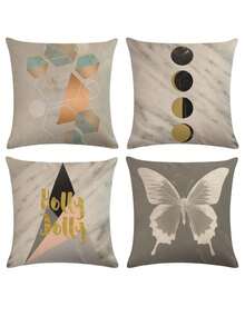 4pcs/Set Grey Tone Butterfly Pattern Decorative Pillowcases (Pillow Insert Not Included) To Decorate Your Family Sofa - Multicolor - View 2