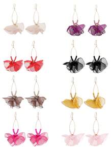 迷人的花朵蕾絲花瓣女式耳環 - 彩色 - 查看 12