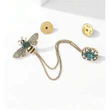 A Bee Tassel Brooch, Oil Dripping Rhinestone, High-End And Exquisite Suit Sweater Pin Accessory Design, With A Sense Of Niche Luxury And Elegant - Green - View 3