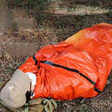 Vera Chiu 1pc Orange Outdoor Emergency Sleeping Bag, Cold-Resistant, Waterproof & Thermal Envelope Type, Suitable For Camping, Hiking - Orange - View 1