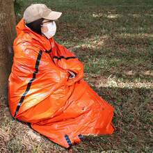 Vera Chiu 1pc Orange Outdoor Emergency Sleeping Bag, Cold-Resistant, Waterproof & Thermal Envelope Type, Suitable For Camping, Hiking - Orange - View 5