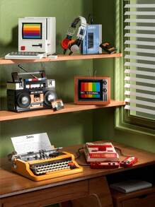 Retro Office Decoration 1988 Cassette Tape Radio Diy Building Blocks Model - Black and White - View 3