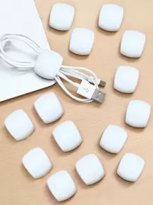 15个白色理线夹，耳机线收纳器，多功能绕线扣理线器 - 白色 - 查看 3